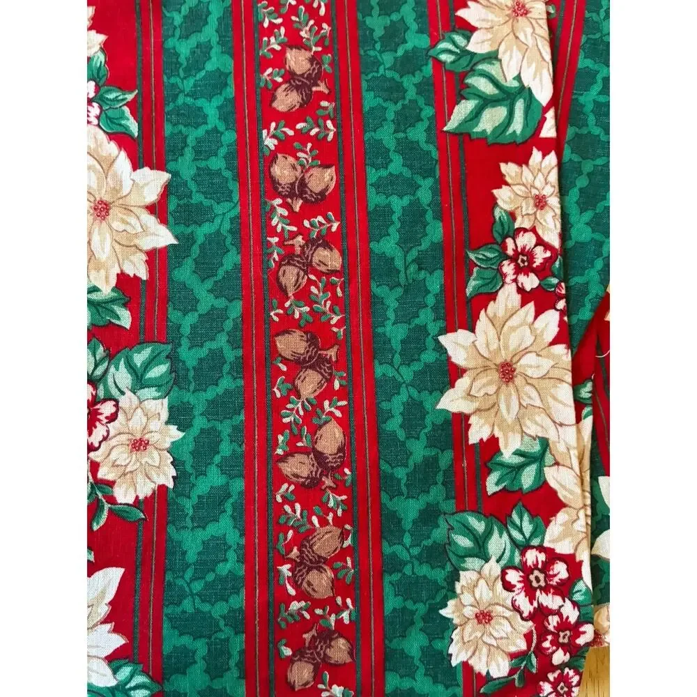 VTG Christmas Fabric Lot Springs Mills Peter Pan Poinsettia Teddy Bear 6 Yds
